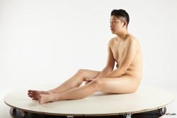 Nude Man Asian Sitting poses - simple Slim Short Black Sitting poses - ALL Realistic